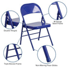 Flash Furniture HERCULES ColourBURST Series Cobalt Blue Triple Braced & Double-Hinged Metal Folding Chair-Double-Hinged