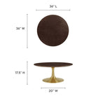 Modway Lippa 36" Round Wood Coffee Table - Gold Cherry Walnut-Wood Grain Veneer and MDF Tabletop