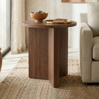 Hudson&Canal Anders 20"W Round Side Table - Satin Walnut-Finished in wood-look satin walnut