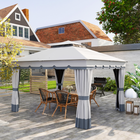Outsunny 10 ft W x 12 ft L Double Roof Outdoor Gazebo with Netting & Curtains-Features drainage holes to prevent water accumulation