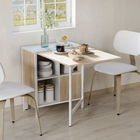 HOMCOM 67" Drop Leaf Folding Dining Table with Storage Shelves for 4 - Oak-It is a smart choice for small kitchen, dining room or any other limited spaces
