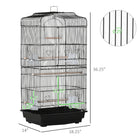 PawHut 36" H Bird Cage with 2 Doors and 4 Feeders - Black-Top handle for easy transport 