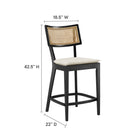 Modway Caledonia Wood Counter Stools - Black Beige - Set of 2-Elm Wood Frame