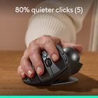 Logitech MX Ergo S Plus Wireless Trackball Mouse - Graphite-Made with recycled plastic: The plastic parts in the MX Ergo S wireless rechargeable mouse are made of 20% certified post-consumer recycled plastic 