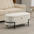 HOMCOM Lift-Up Lid Storage Ottoman Bench Footrest - Cream White-Robust construction and steel legs support up to 484 lb. (220 kg) safely;