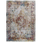 Modway Success Merritt Transitional Distressed Floral Vintage Medallion Area Rug - 4 ft W x 6 ft L - Multicolored-Distressed Vintage Medallion Area Rug