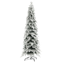 HOMCOM 7' Snow-Flocked Pencil Christmas Tree with Auto Open and Steel Base - Green-7 ft/2.1 m tall in a real tree shape, providing a healthy, natural look 