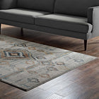 Modway Jenica Distressed Moroccan Tribal Abstract Diamond Area Rug - 5 ft W x 8 ft L - Silver Blue Beige/Brown-Gripping Rubber Underside 