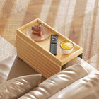 HOMCOM Foldable Bamboo Sofa Armrest Tray for Drinks - Natural Wood-Flexible design and anti-slip base prevent spills, protecting your sofa