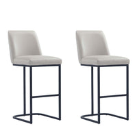 Manhattan Comfort Serena 17.71" Modern Leatherette Upholstered Barstool - Light Grey - 2 Pack-Modern Barstool with Backrest Perfect for Bar and Kitchen Use - Set of 2