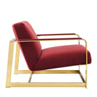 Modway Seg Performance Velvet Accent Chair - Gold Maroon-Stainless Steel Frame