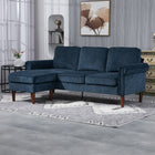 HOMCOM Changeable Sectional Sofa with Chaise Lounge and Wood Legs - Dark Blue-Changeable chaise lounge accommodates various room layouts