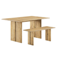 Modway Amistad 60" Wood Dining Table and Bench Set - Oak-Modern Dining Table and Bench