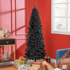 HOMCOM 6' Artificial Christmas Tree with Auto Open - Black-Branches can be opened automatically for easy assembly 