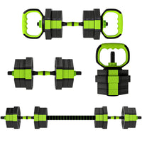 Soozier 4-in-1 Adjustable Dumbbell Set - 44 lb Free Weights Set - Green-44 lb. (20 kg) 4-in-1 set: dumbbells, barbells, kettlebells and push-up stands 