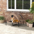 PawHut Elevated Cooling Dog Cot Bed with Canopy for Medium and Large Dogs - Coffee-Breathable mesh promotes cooling airflow for pet comfort 