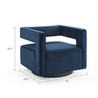 Modway Booth Performance Velvet Performance Velvet Swivel Armchair - Midnight Blue-Performance Velvet Upholstery