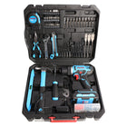 Fixtec 20V Cordless Drill 221-Piece Kit with Battery and Charger-LED Light