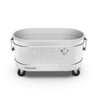 Permasteel 80 qt Rolling Cooler - Galvanized Steel-Drain plug allows for easy emptying of melted ice and excess water