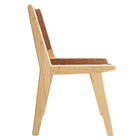 Modway Saoirse Leather Wood Dining Side Chair - Natural/Brown - 2 Pack-8