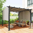 Outsunny 10 ft W x 10 ft L Outdoor Pergola Patio Gazebo Canopy - Beige-Powder coated steel columns with triangle supports for strength and stability