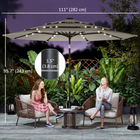 Outsunny Patio Umbrella with Solar Lights and Cover - 9.3' - Grey-Comes with a protective cover to extend the umbrella's lifespan