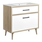 Modway Maverick 36" Bathroom Vanity - White/Oak-Modern 36" Bathroom Vanity