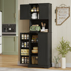 HOMCOM 71.5" H Tall Pantry Cabinet with Spice Racks - Black-Adjustable shelves for customizable organization 