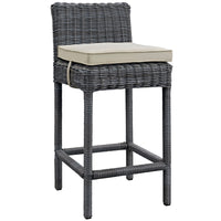 Modway Summon Outdoor Patio Sunbrella Bar Stool - Antique Canvas Beige-Long Lasting Sunbrella Fabric 
