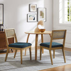 Modway Nimba Faux Rattan Fabric Dining Chairs - Heathered Weave Azure - 2 Pack-Rubberwood Frame