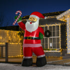 HOMCOM 8' Lit Inflatable Santa with Candy Cane Christmas Yard Decoration-Primary Colour: Red 