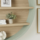 Modway Romy 47" Round Wall Book Shelf - Sage/Natural-Wood Grain Shelves