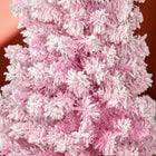 HOMCOM 5' Snow-Flocked Pencil Artificial Christmas Tree with Steel Base - Pink-Flame retardant branches for peace of mind 
