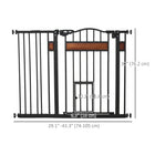 PawHut 29.1''-41.3'' Extra Wide Dog Gate with Cat Door for Doorways - Black-When the opening angle is less than 90°, the door will close automatically