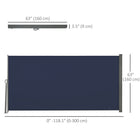 Outsunny Retractable Side Awning with Resistance to UV Rays & Wind - 118" x 63" - Dark Blue-Polyester fabric with PA coating is breathable, waterproof, UV-resistant and easy to clean