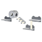 PawHut 4-Piece Cat Wall Shelves with Condo - Grey-4-piece set offers variety in design for playful cats 