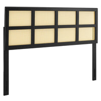 Modway Luana Cane Queen Headboard - Black-Queen Wood Headboard
