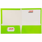 JAM Paper Glossy 2-Pocket Presentation Folder - Lime Green - 6 Pack-Quantity: 6 Folders per Pack | One for each subject & project