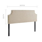 Modway Laura Upholstered Fabric Queen Headboard - Beige-Silver Accent Copper Buttons