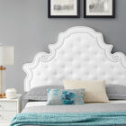 Modway Gwyneth Tufted Performance Velvet Twin Platform Bed with Black Wood Legs - White-Wood Slat Support System