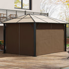 Outsunny 10' L x 13' W Gazebo Curtains with Zipper Doors, Hooks/C-Rings for Patio, Only Curtains - Dark Brown-Made of durable and high-quality polyester fabric   