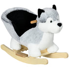 Qaba Kids Plush Husky Rocking Horse - Grey-Husky design with realistic sound captivates and delights children 