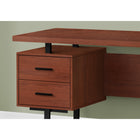 Monarch Specialties 7626 60" Computer Desk - Cherry/Black Metal-Reversible configuration allows for left or right set-up customized to your needs.