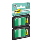 Post-it 1" x 1.7" Flags - Green - 50 Flags/Dispenser - 2 Dispensers/Pack-Ideal for marking documents without writing on them