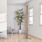PawHut 100" Floor-To-Ceiling Cat Tree with 3 Perches - Light Brown-Its neutral colour will fit in with any home decor 