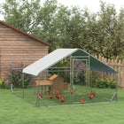 PawHut Metal Chicken Coop with Anti-Ultraviolet Cover - 13.1' x 9.8' x 6.4' - Silver-A large, spacious enclosure offers enough room for chickens, ducks, and rabbits 