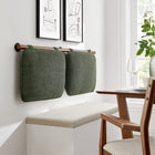 Modway Anela Wall-Mounted Chenille Upholstered Full Headboard - Sage Walnut-Cushioned Pillows