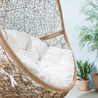 Modway Encase Outdoor Patio Rattan Swing Chair - Cappuccino White-Waterproof Cushion Covers