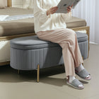 HOMCOM Channel Tufted Upholstered Bedroom Ottoman Bench - Grey-Soft, velvet-feel fabric offers luxurious, skin-friendly comfort