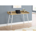 Monarch Specialties 7534 48" Computer Desk - Natural/White Metal-Metal base in a white finish features tapered, angled metal legs and X-shaped support bars on back that provides stability